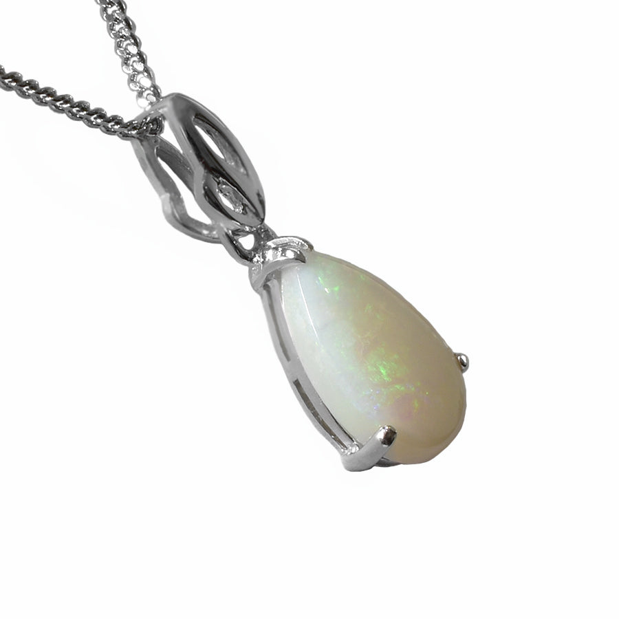 Solid Light Opal Sterling Silver Necklace  (80P-SR13x8D)