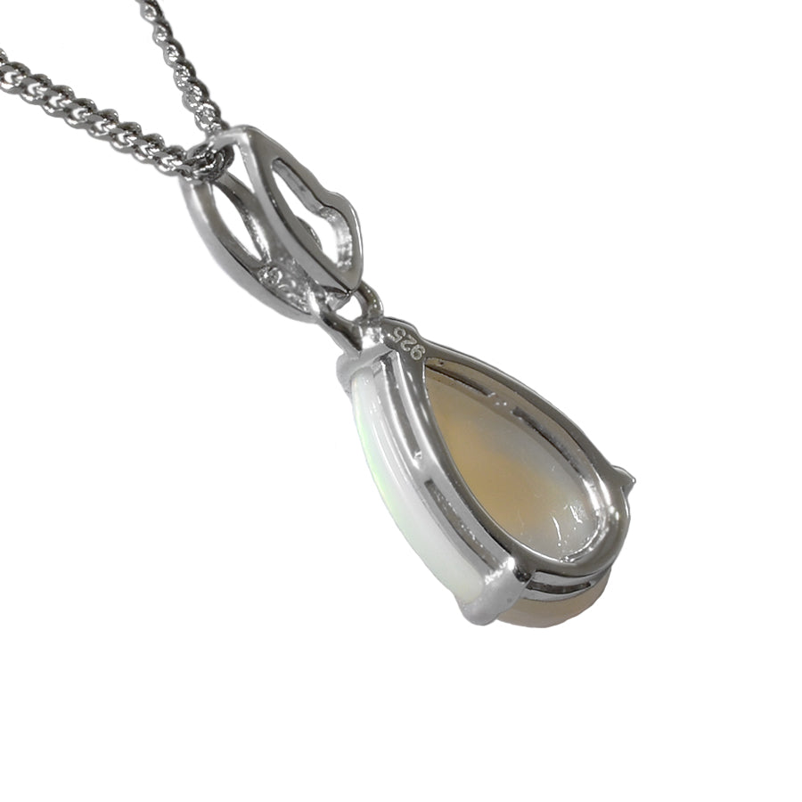 Solid Light Opal Sterling Silver Necklace  (80P-SR13x8D)