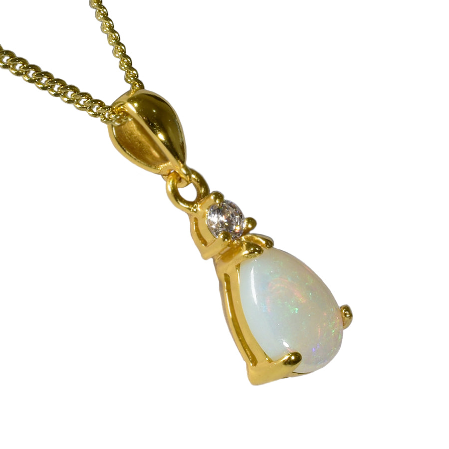 Natural Solid Opal Sterling Silver Necklace 18K GP (8P-SG10x7D)
