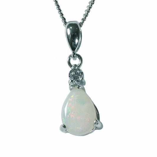 Genuine Solid Opal Sterling Silver Necklace (8P-SR10x7D)