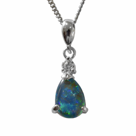 Sterling Silver Black Triplet Opal Necklace (8P-TR10x7D)