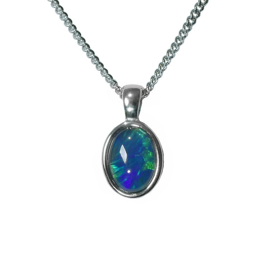 Sterling Silver Black Triplet Opal Necklace (8X6PZ-TR)