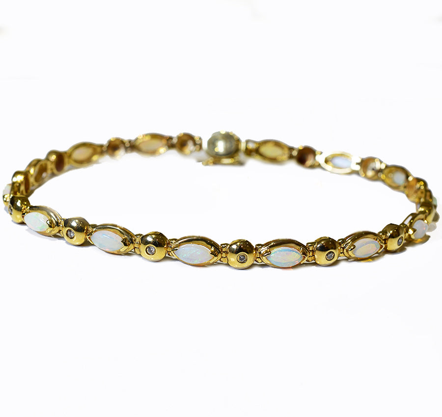 14K Yellow Gold Crystal Opal Bracelet BGSY14k-001(6x3marquise)