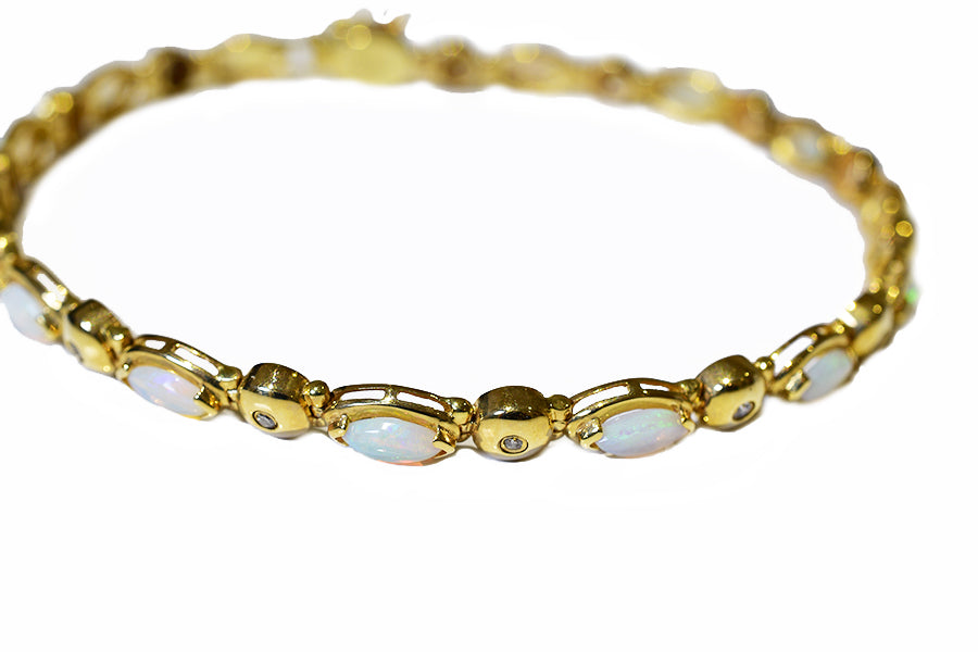 14K Yellow Gold Crystal Opal Bracelet BGSY14k-001(6x3marquise)