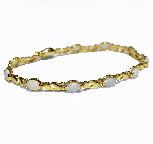 14K Yellow Gold Crystal Opal Bracelet BGSY14k-004(6x4)