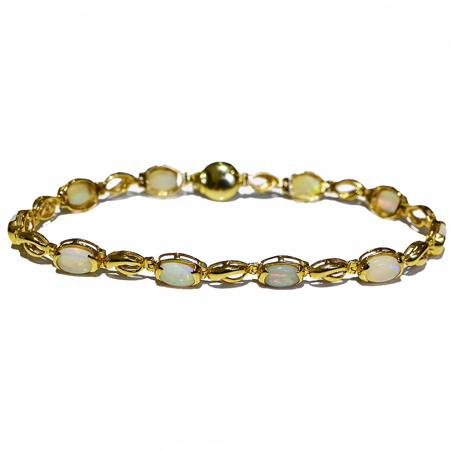 14K Yellow Gold Crystal Opal Bracelet BGSY14k-005(7x5)