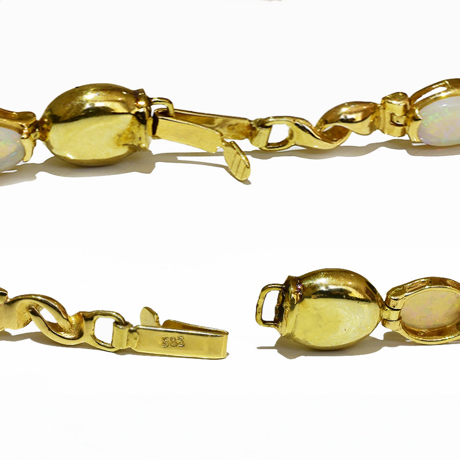 14K Yellow Gold Crystal Opal Bracelet BGSY14k-007(6x4)