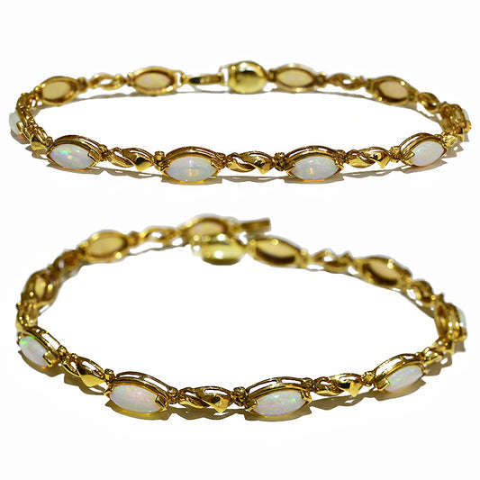 14K Yellow Gold Crystal Opal Bracelet BGSY14k-008(8x4marquise)