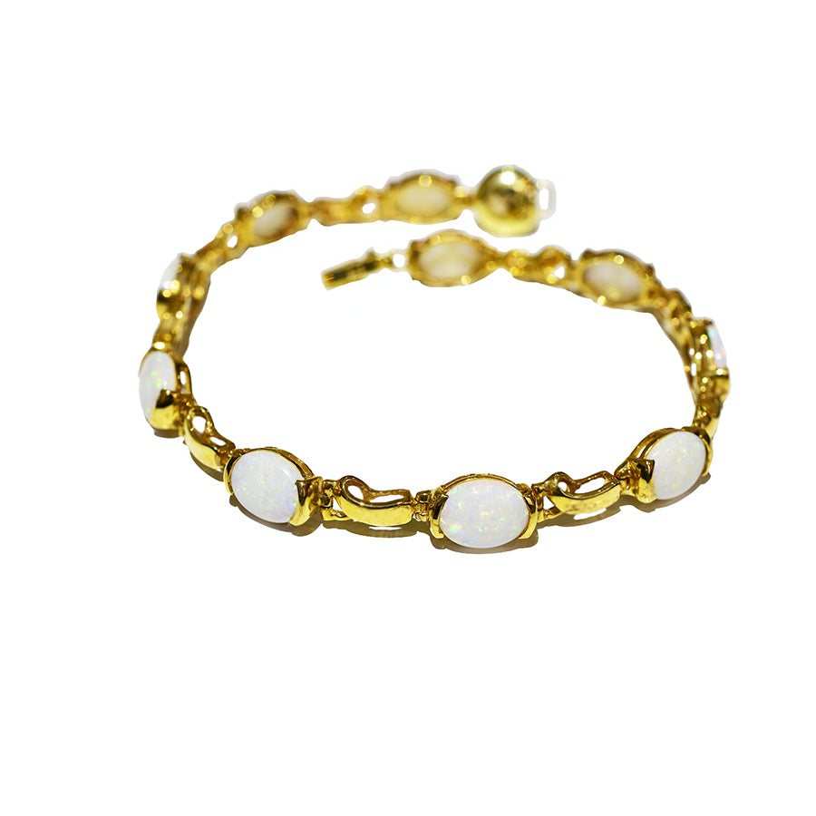 14K Yellow Gold Crystal Opal Bracelet BGSY14k-014(8x6)