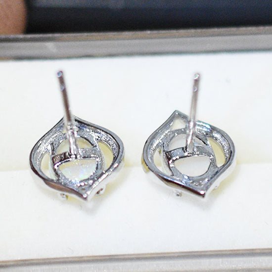 Sterling Silver Solid Light Opal Earrings OE0015SR (7&times;5)