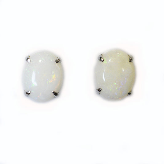 Sterling Silver Solid Light Opal Earrings OE0017SR (9&times;7)