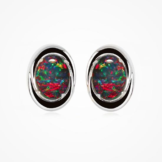 Sterling Silver Triplet Opal Earrings OE0023TR 9&times;7