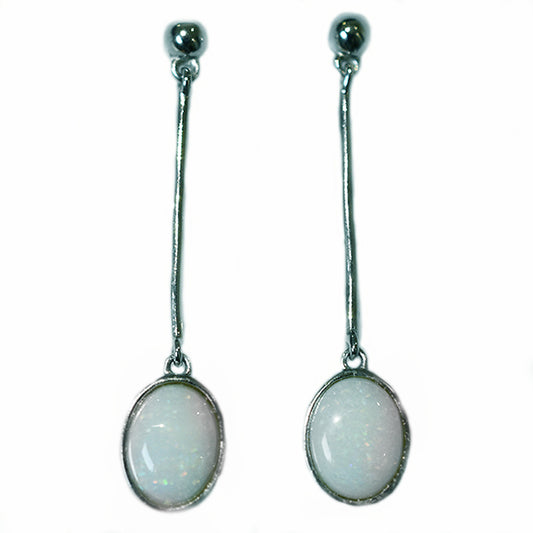 Sterling Silver Solid Light Opal Earrings OE0029SR (9&times;7)