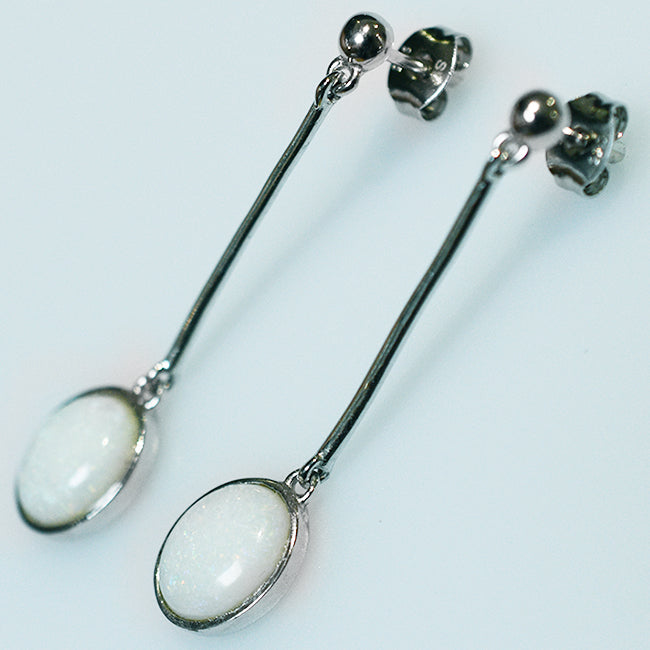 Sterling Silver Solid Light Opal Earrings OE0029SR (9&times;7)