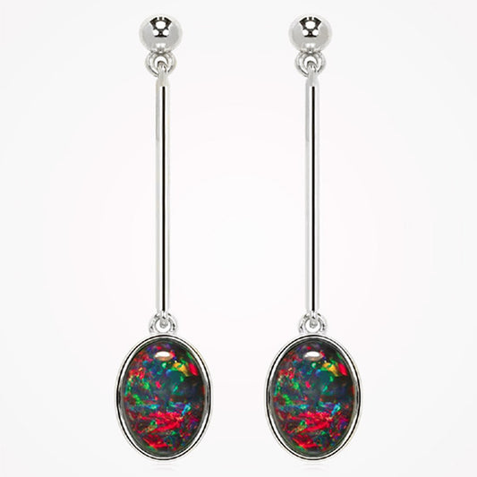 Sterling Silver Triplet Opal Earrings OE0029TR 9&times;7
