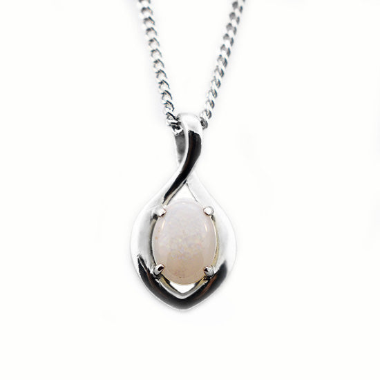 Solid Light Opal Sterling Silver Necklace  OP0001 SR 7&times;5