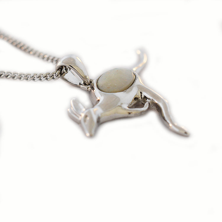 Solid Light Opal Sterling Silver Necklace  OP0009SR (7x5mm opal)