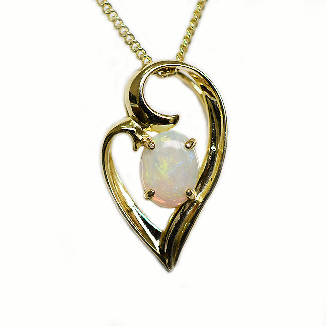 Solid Light Opal Sterling Silver Necklace 18K GP OP0011SG 8&times;6