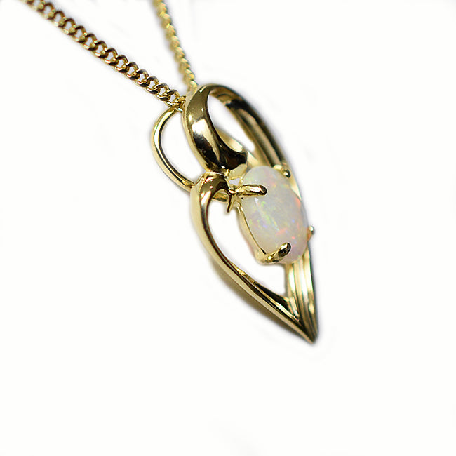 Solid Light Opal Sterling Silver Necklace 18K GP OP0011SG 8&times;6