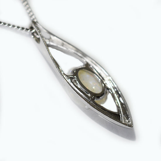 Solid Light Opal Sterling Silver Necklace OP0027SR (10&times;8)
