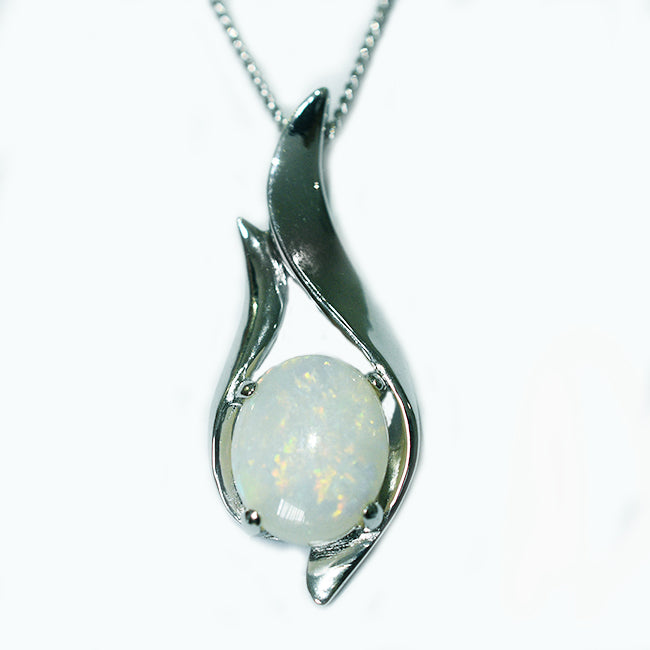 Solid Light Opal Sterling Silver Necklace  OP0030SR (11&times;9)