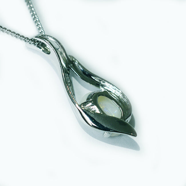 Solid Light Opal Sterling Silver Necklace  OP0030SR (11&times;9)