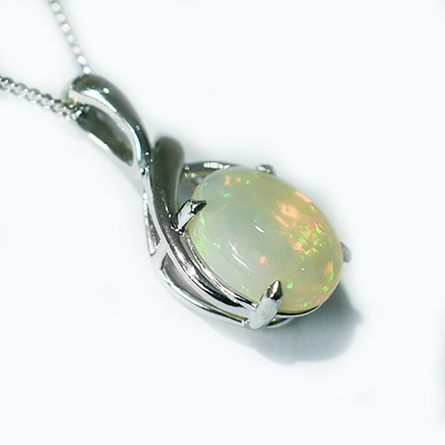 Solid Light Opal Sterling Silver Necklace OP0037SR (12&times;10)