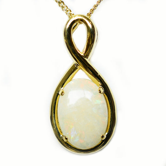Solid Light Opal Sterling Silver Necklace 18K GP OP0041SG (14&times;10)