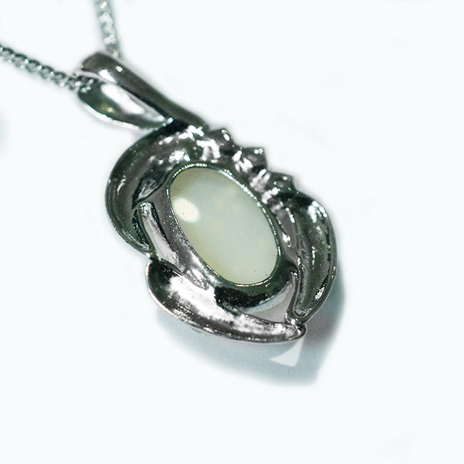 Solid Light Opal Sterling Silver Necklace OP0042SR (14&times;10)