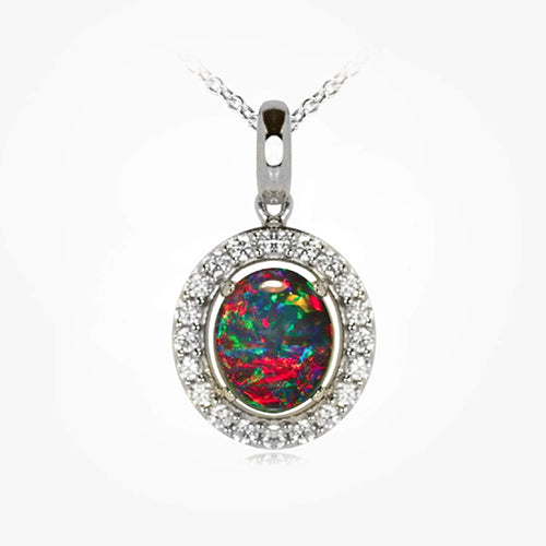 Sterling Silver Triplet Opal Necklace (9x7)