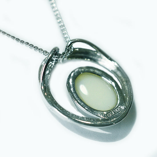 Solid Light Opal Sterling Silver Necklace OP0075SR (11&times;9)