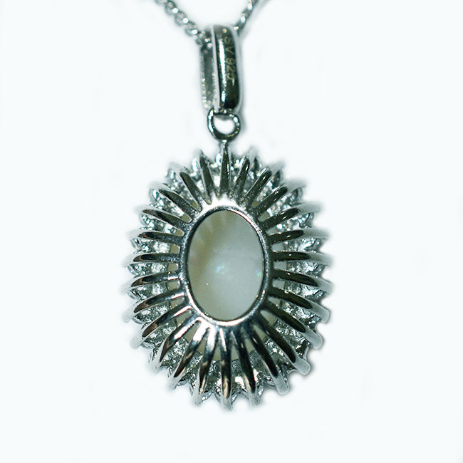 Solid Light Opal Sterling Silver Necklace OP0077SR (14x10)