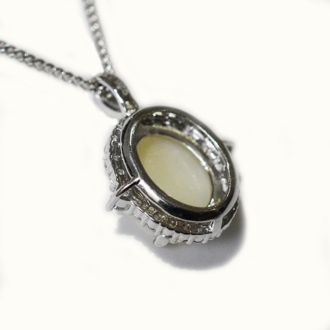 Solid Light Opal Sterling Silver Necklace OP0101SR (12&times;10)
