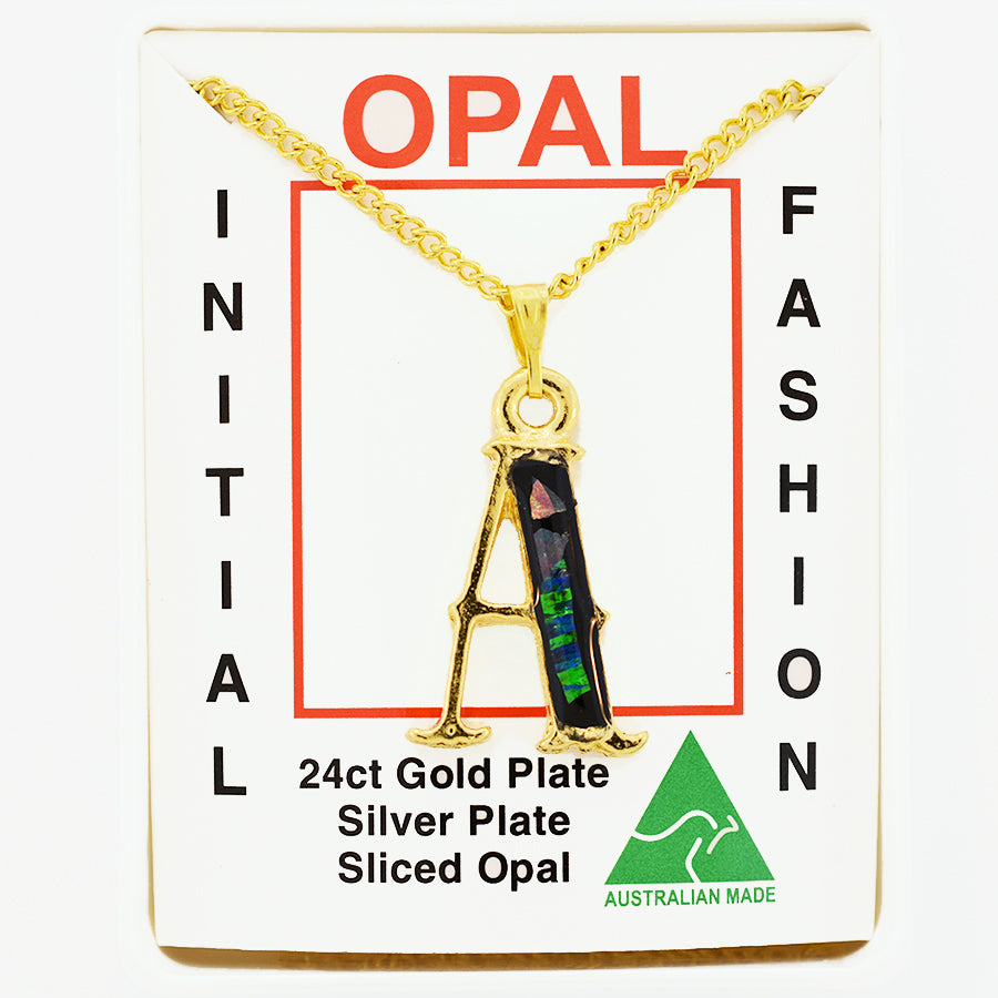 Opal Slice A Necklace Yellow Gold Plated OPSP-AG
