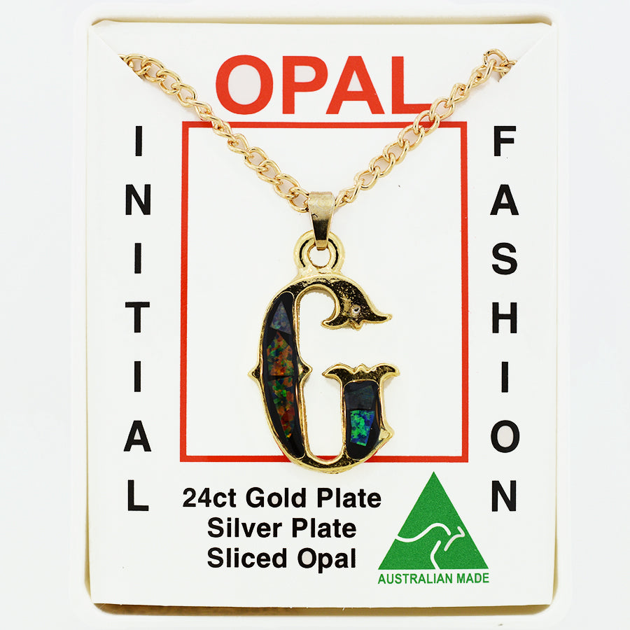Opal Slice Necklace Yellow Gold Plated OPSP-GG