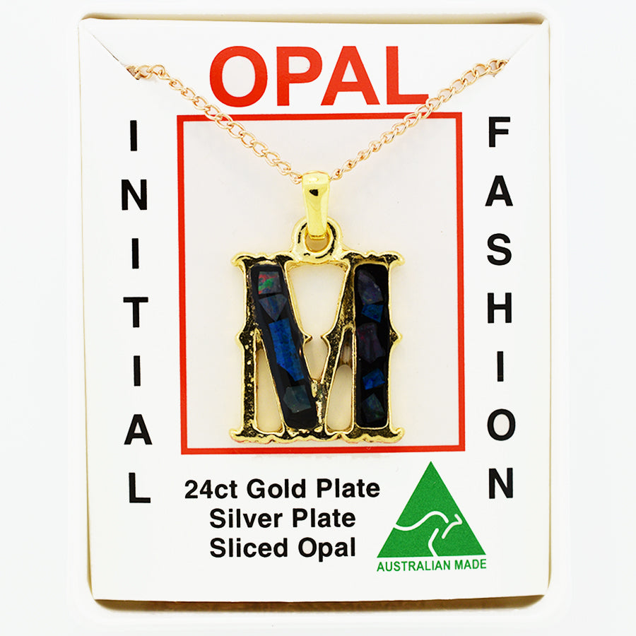 Opal Slice Necklace Yellow Gold Plated OPSP-MG