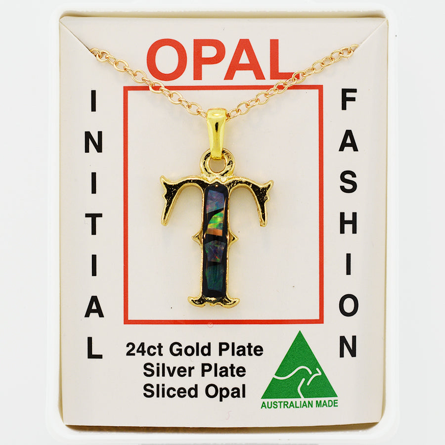 Opal Slice Necklace Yellow Gold Plated OPSP-TG