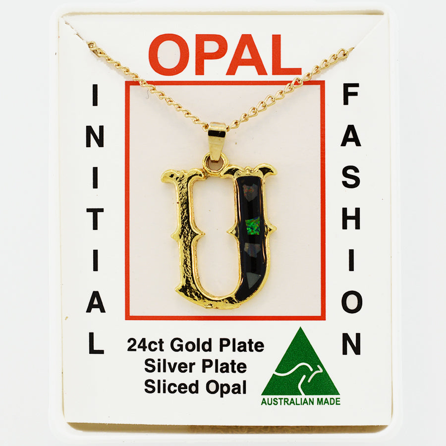 Opal Slice Necklace Yellow Gold Plated OPSP-UG