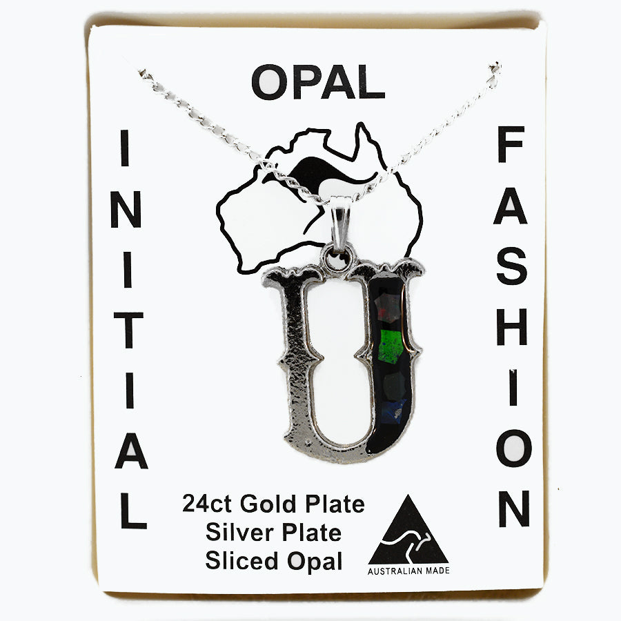 Opal Slice Necklace Silver Plated OPSP-UR