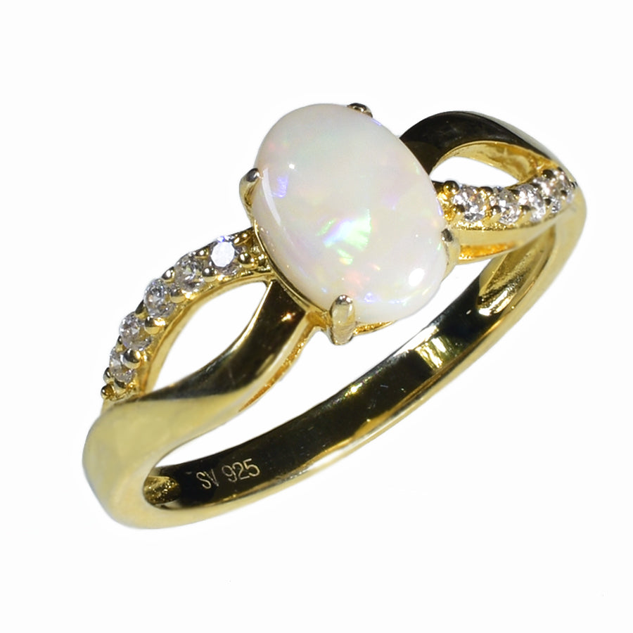 Sterling Silver Solid Light Opal Ring OR0006SG (SIZE 0/7) 18k GP
