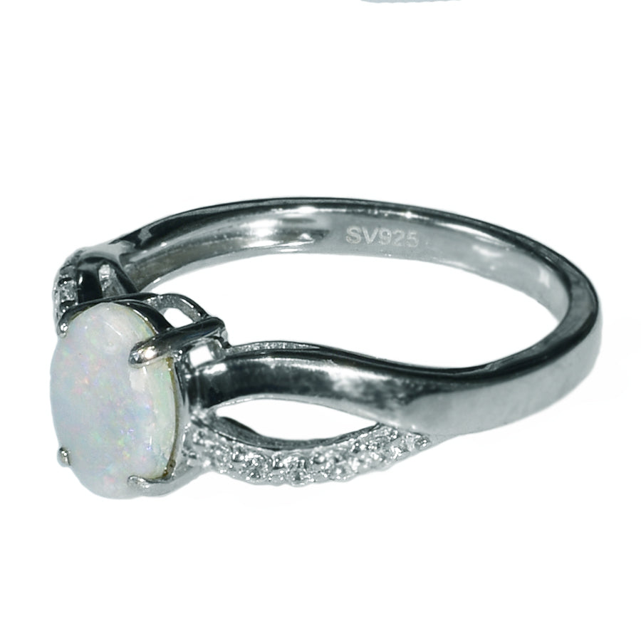 Sterling Silver Solid Light Opal Ring OR0006SR (SIZE 0/7)