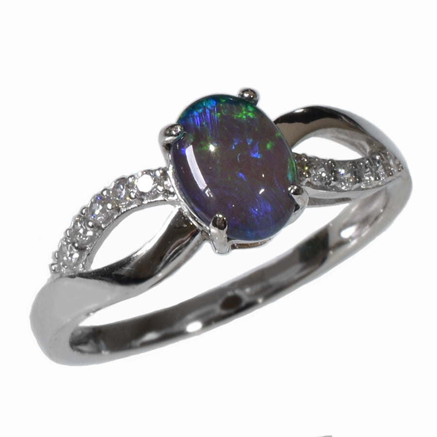 Sterling Silver Black Triplet Opal Ring OR0006TR1 (SIZE Q/8)