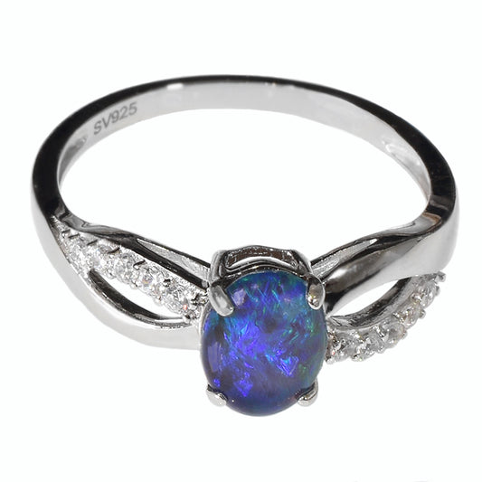 Sterling Silver Black Triplet Opal Ring OR0006TR1 (SIZE Q/8)