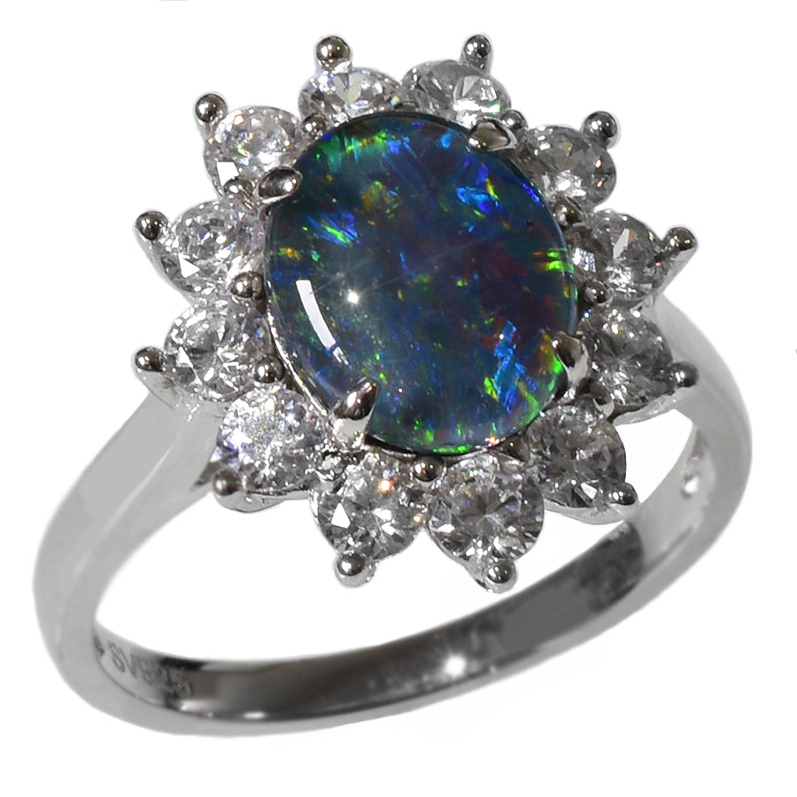 Sterling Silver Black Triplet Opal Ring OR0013TR1 (SIZE O/7)