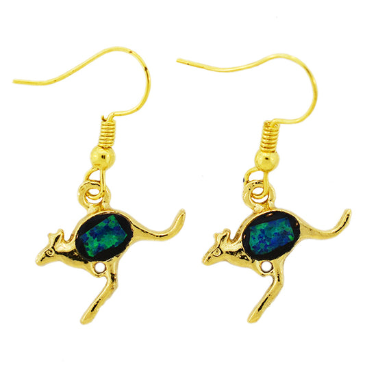 Opal Slice Earrings Yellow Gold OSE-HooksKangarooG