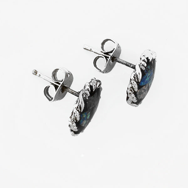 Opal Slice Earrings Silver Plated OSE-Rope(8x6)R